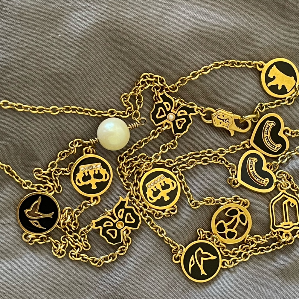 Juicy couture gold charm long necklace